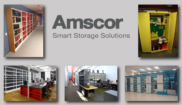 Amscor Storage Shelving, Library Shelving, Welded Shelving Color Steel Shelving, Open and Closed Shelving, Wire Partitions and Cages
