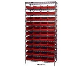 Chrome Wire Shelving Unit Systems with Shelf Bins