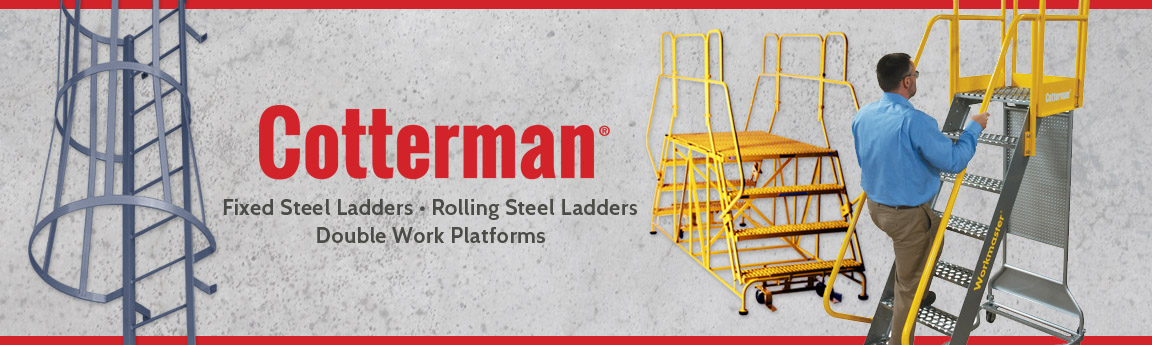 Cotterman Ladders Company Utah, Spotlight, Fixed Steel Ladders, Rolling Steel Ladders, Double Work Platroms
