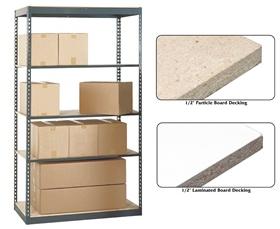 Heavy duty low profile boltless shelving with 5 shelves