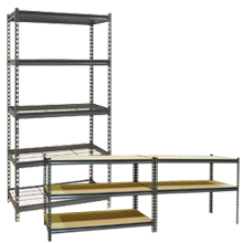 Jaken Rivet Shelving with wood and wire Deck