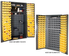 Durham 36 Inch Wide Small Parts Storage with 112 Steel Pigeon Hole Bins