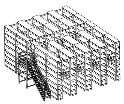 BASC Mfg. Catwalks, Industrial Catwalks, Platforms, Elevated Walkways, Double Deck Shelving Mezzanine