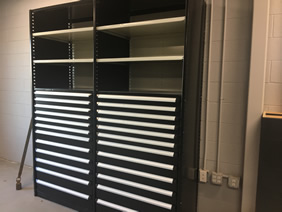 Modular Drawer Cabinets, Clip Shelving, and Bin Shelving for Automotive Dealer in Utah