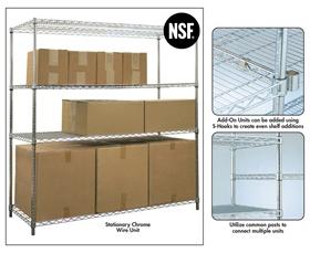 Stationary Chrome Wire Shelving Units